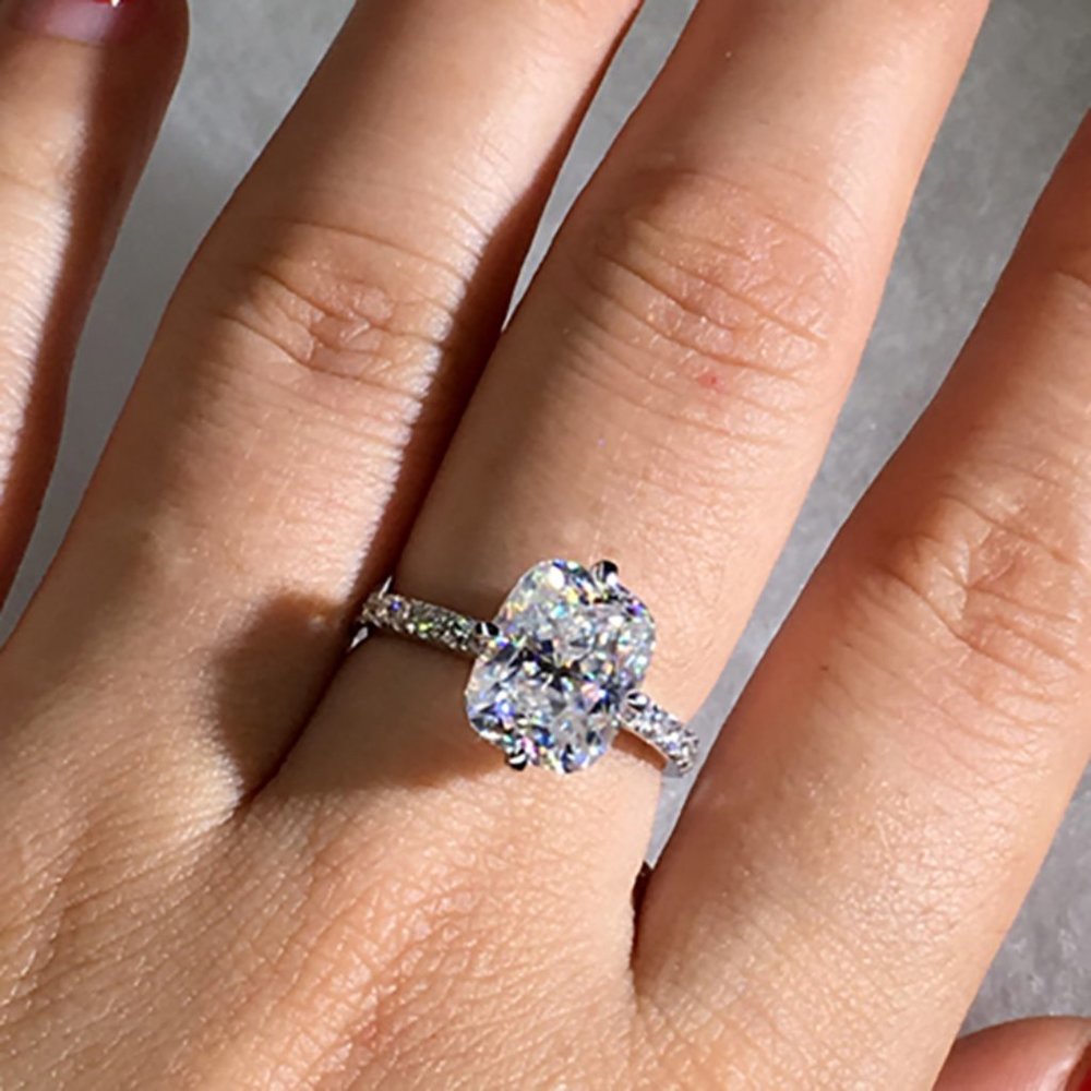 Radiant Cut Dimond Ring 925 Sterling Silver Titanium SZ: 6-10 FAST SHIPPING!